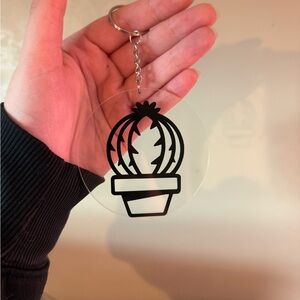 Cactus Keychain with Black Design